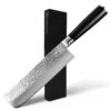 “Vegeta” Nakiri Damastmesser  18cm 7 Zoll mit VG10 67-Schicht Stahl und schwarzem Holzgriff